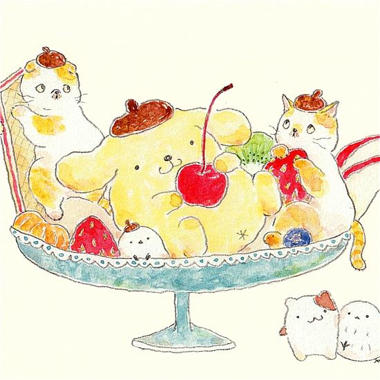 トコロコムギ×サンリオ　ポストカード（気分はポムポムプリン　アラモード♪）の画像