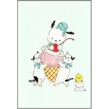トコロコムギ×サンリオ　ポストカード（ポチャッコと仲良しアイスクリームにゃんこ）の画像