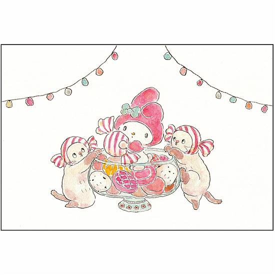 トコロコムギ×サンリオ　ポストカード（マイメロディとあめちゃんにゃんこ）の画像