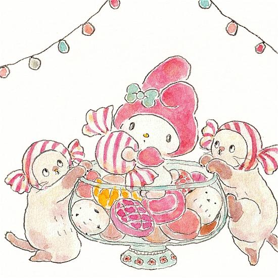 トコロコムギ×サンリオ　ポストカード（マイメロディとあめちゃんにゃんこ）の画像