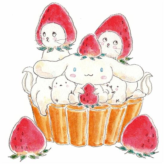 トコロコムギ×サンリオ　ポストカード（シナモロールといちごタルトにゃんこ）の画像