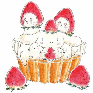 トコロコムギ×サンリオ　ポストカード（シナモロールといちごタルトにゃんこ）の画像