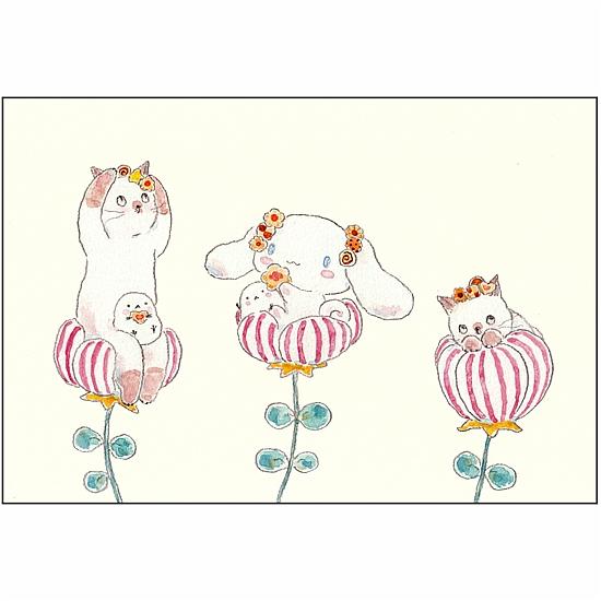 トコロコムギ×サンリオ　ポストカード（シナモロールとクッキーの妖精さんにゃんこ）の画像