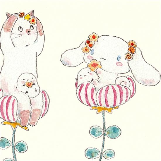 トコロコムギ×サンリオ　ポストカード（シナモロールとクッキーの妖精さんにゃんこ）の画像