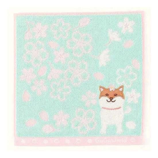GuGu World タオルハンカチ（桜と柴犬）の画像