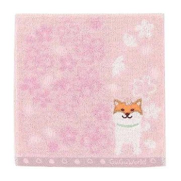 GuGu World タオルハンカチ（桜と柴犬）の画像