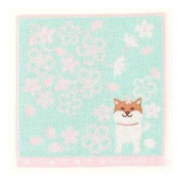 GuGu World タオルハンカチ（桜と柴犬）の画像