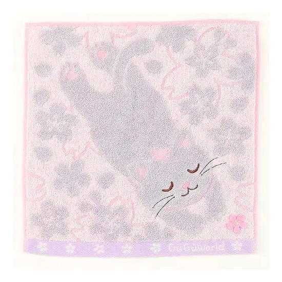 GuGu World タオルハンカチ（桜とねころび猫）の画像