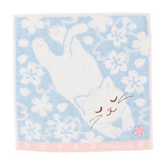 GuGu World タオルハンカチ（桜とねころび猫）の画像