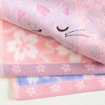 GuGu World タオルハンカチ（桜とねころび猫）の画像