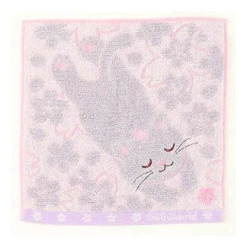 GuGu World タオルハンカチ（桜とねころび猫）の画像