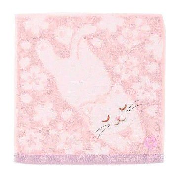 GuGu World タオルハンカチ（桜とねころび猫）の画像