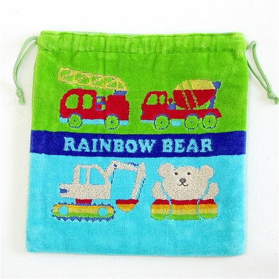 レインボーベア　巾着（がんばる車）の画像