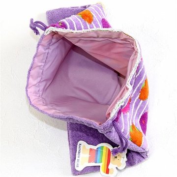 レインボーベア　巾着（スタンプ）パープルの画像