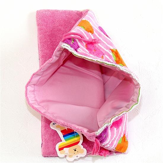 レインボーベア　巾着（スタンプ）ピンクの画像