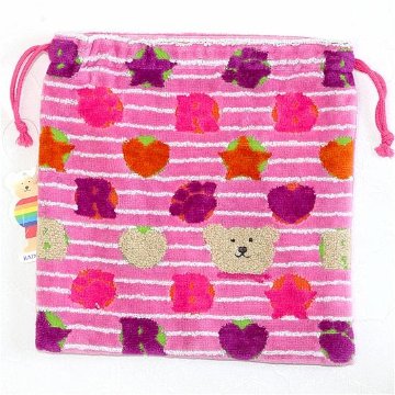 レインボーベア　巾着（スタンプ）ピンクの画像