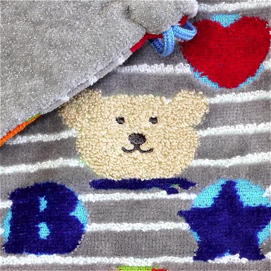 レインボーベア　巾着（スタンプ）グレーの画像