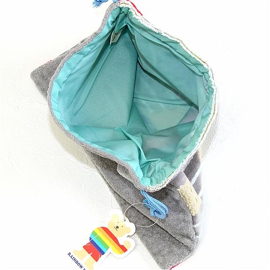 レインボーベア　巾着（スタンプ）グレーの画像