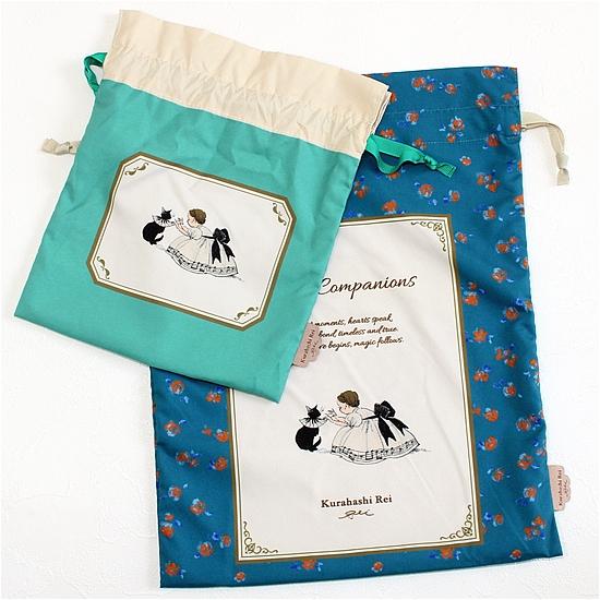 くらはしれい　巾着2枚セット（ねこふんじゃった）の画像