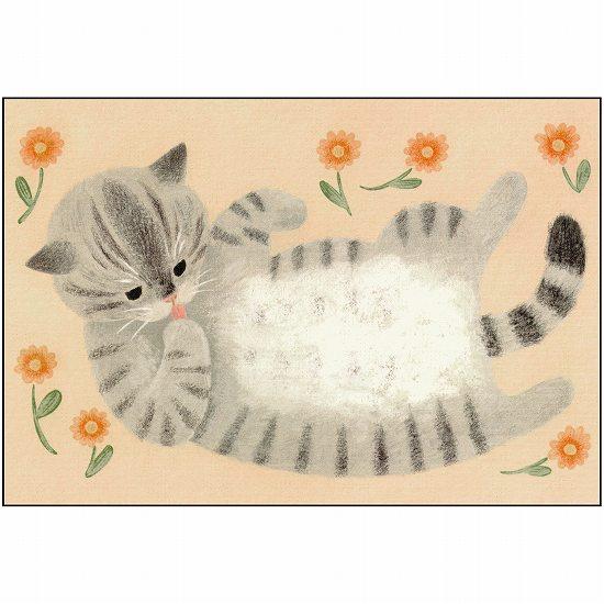 4legs ポストカード（お腹なでてサバトラ猫）の画像