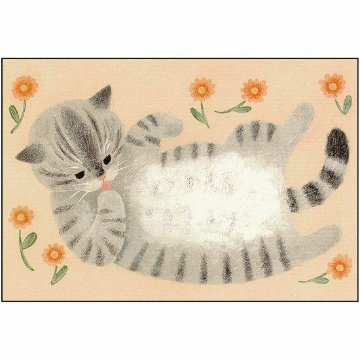 4legs ポストカード（お腹なでてサバトラ猫）の画像