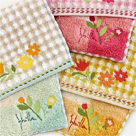 シビラ　ポケットハンカチ（チェック×花刺繍）の画像