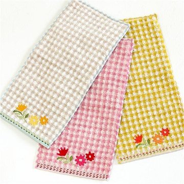 シビラ　ポケットハンカチ（チェック×花刺繍）の画像