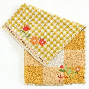シビラ　ポケットハンカチ（チェック×花刺繍）の画像