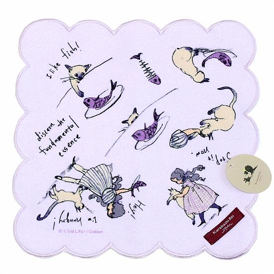 くらはしれい　プリントスカラップハンカチ（パープル）の画像