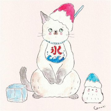 トコロコムギ ポストカード（かき氷職人にゃんこ）の画像