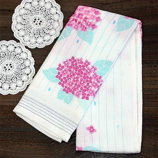 うすい　かるい　ながい　タオルてぬぐい（紫陽花）の画像