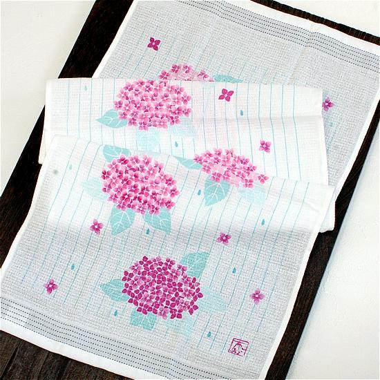 うすい　かるい　ながい　タオルてぬぐい（紫陽花）の画像