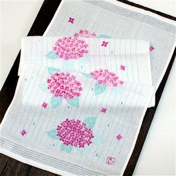 うすい　かるい　ながい　タオルてぬぐい（紫陽花）の画像
