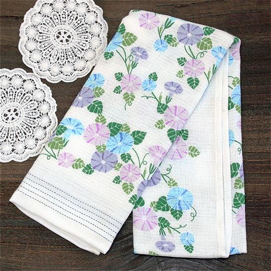 うすい　かるい　ながい　タオルてぬぐい（絞り咲き朝顔）の画像