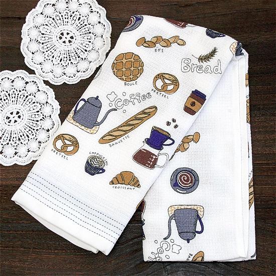 うすい　かるい　ながい　タオルてぬぐい（パンとコーヒー）の画像