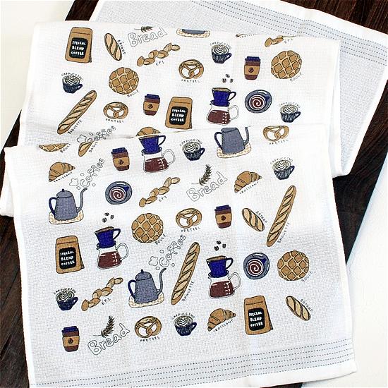 うすい　かるい　ながい　タオルてぬぐい（パンとコーヒー）の画像