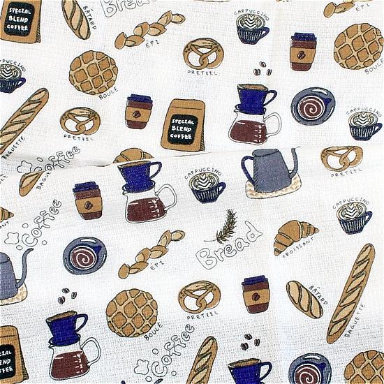 うすい　かるい　ながい　タオルてぬぐい（パンとコーヒー）の画像