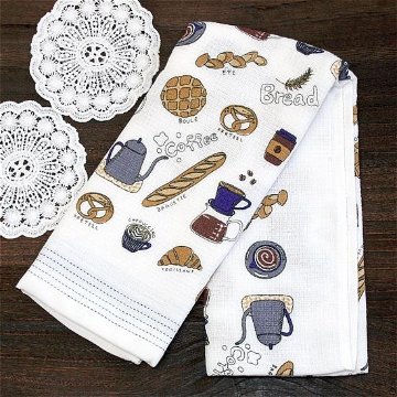 うすい　かるい　ながい　タオルてぬぐい（パンとコーヒー）の画像