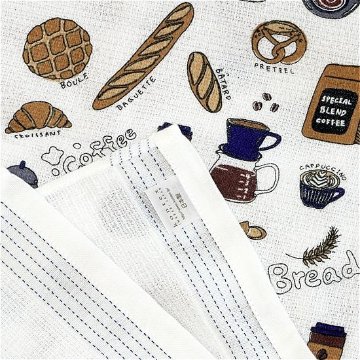 うすい　かるい　ながい　タオルてぬぐい（パンとコーヒー）の画像