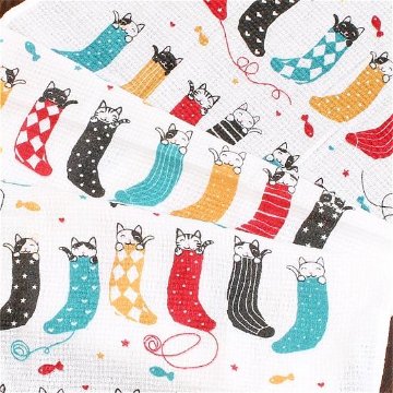 うすい　かるい　ながい　タオルてぬぐい（靴下猫）の画像