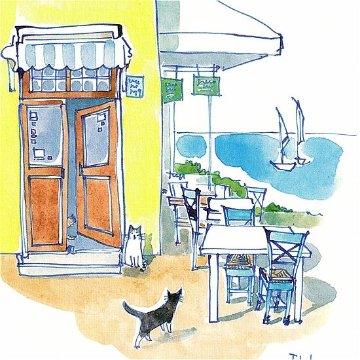 三好貴子 ポストカード（港にあるカフェ）の画像