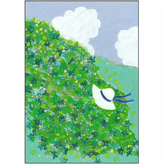 ひらいみも ポストカード（夏の緑：帽子）の画像