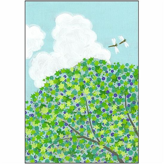 ひらいみも ポストカード（夏の緑：トンボ）の画像