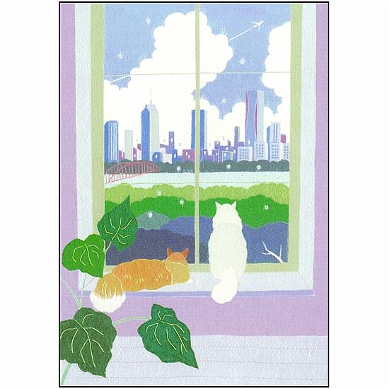 ひらいみも ポストカード（夏の窓：ビル）の画像