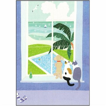 ひらいみも ポストカード（夏の窓：プール）の画像