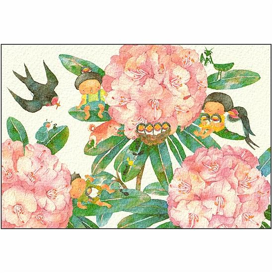 こばやしあや ポストカード（こどもたちの声/しゃくなげ）の画像