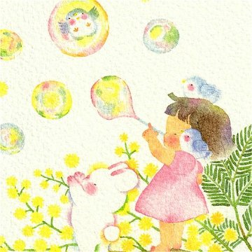 こばやしあや ポストカード（ミモザぽわぽわ）の画像