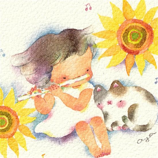 こばやしあや ポストカード（フルート・陽だまりにゃんこ）の画像