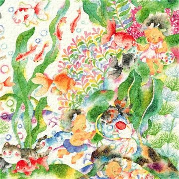 こばやしあや ポストカード（ぷくぷく/金魚）の画像