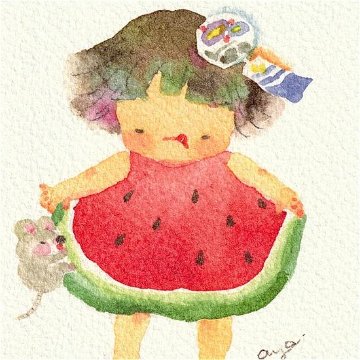 こばやしあや ポストカード（スイカのワンピース）の画像